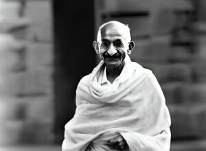 Mahatma Gandhi paseando
